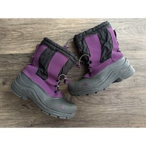 The North Face Alpenglow II Winter Waterproof Snow Boots Purple Black Youth Sz 7